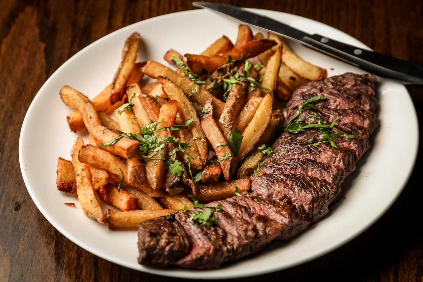 Argentinian dry-aged steak with chimichurri